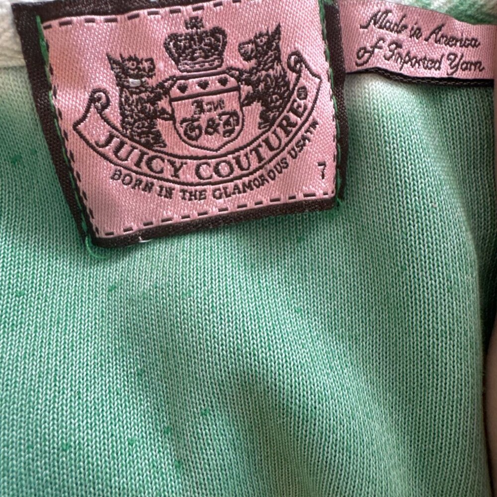 Juicy Girls Vintage Y2K Hoodie Short Sleeve Green Terrycloth Sz 7 - Picture 9 of 9